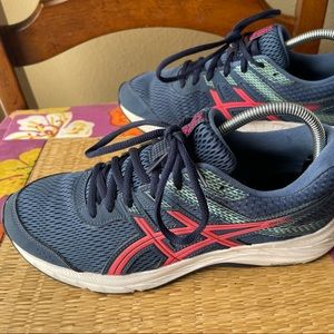 Asics Gel Contend 6 Running Shoe Womens Size 9.5 Low Top 1012A570 Blue Lace Up